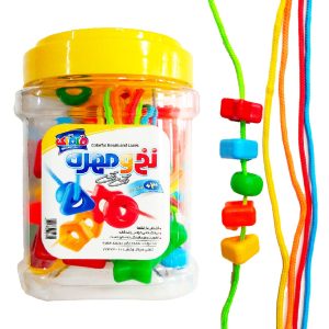 بازی نخ و مهره رنگی رنگی 50 تایی