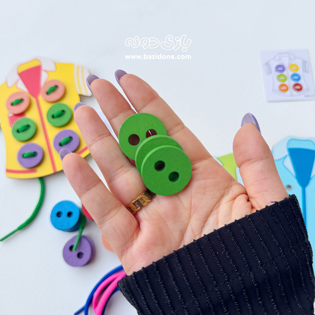 اسباب بازی نخ و دکمه لباس چوبی 2 اسباب بازی نخ و دکمه لباس چوبی - Image 2