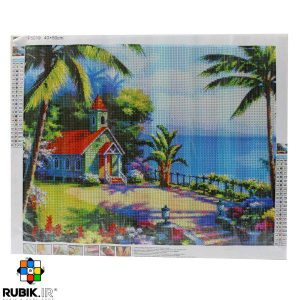 نقاشی الماسی طرح کلبه کنار دریا