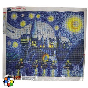 نقاشی الماسی طرح شب پر ستاره و هاگوارتز