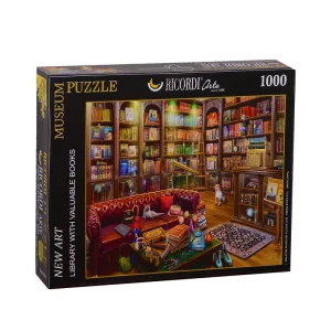 پازل 1000 قطعه ریکوردی طرح کتابخانه با کتاب های با ارزش کد 17505