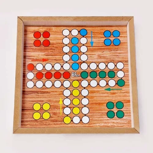 جعبه 2 بازی منچ و مار پله چوبی