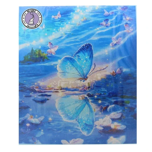 نقاشی الماسی طرح پروانه درخشان و برکه