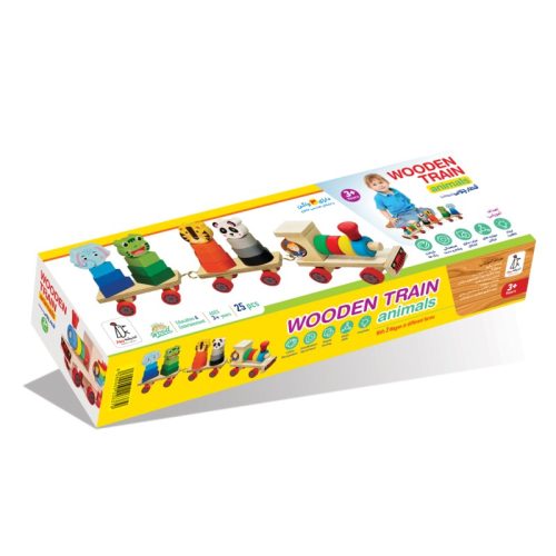 بازی مونته سوری قطار چوبی حیوانات