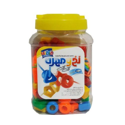 اسباب بازی نخ و مهره رنگی رنگی 100 تایی