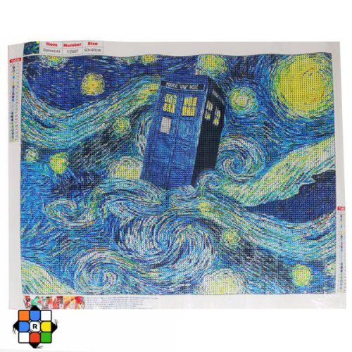 نقاشی الماسی طرح شب پرستاره تاردیس